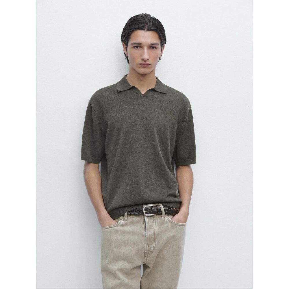 ✨Massimo Dutti Green/Grey Sz Medium Polo shirt✨